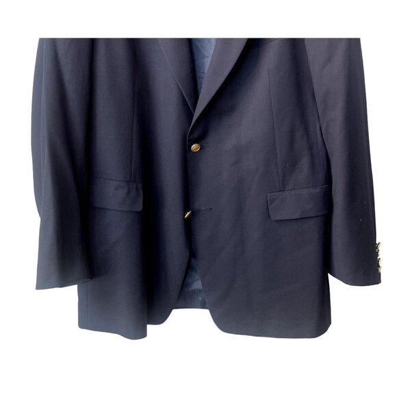 Hart Schaffner & Marx Gold Trumpeter Wool 46L Navy Blue Gold Button Suit Blazer - Picture 3 of 11